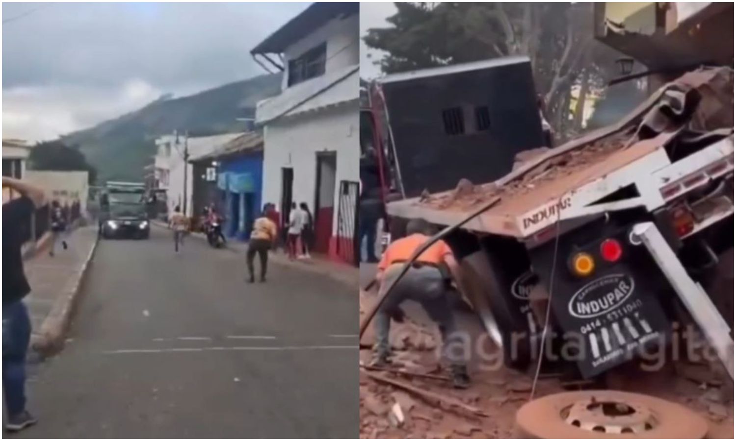 Camión descendió desde una subida e impactó contra una panadería en Táchira (+Video)