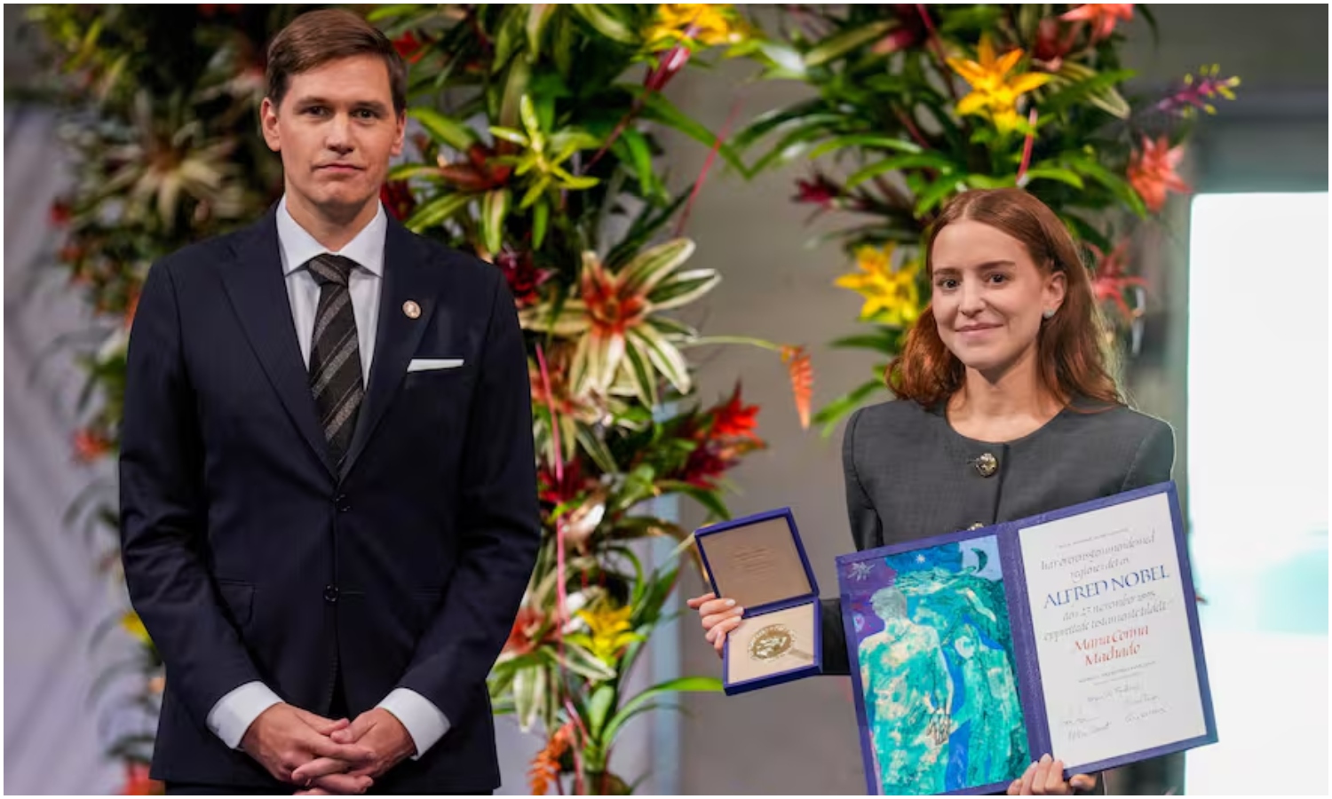 Ana Corina Sosa recibe el Nobel de la Paz en nombre de su madre en Oslo