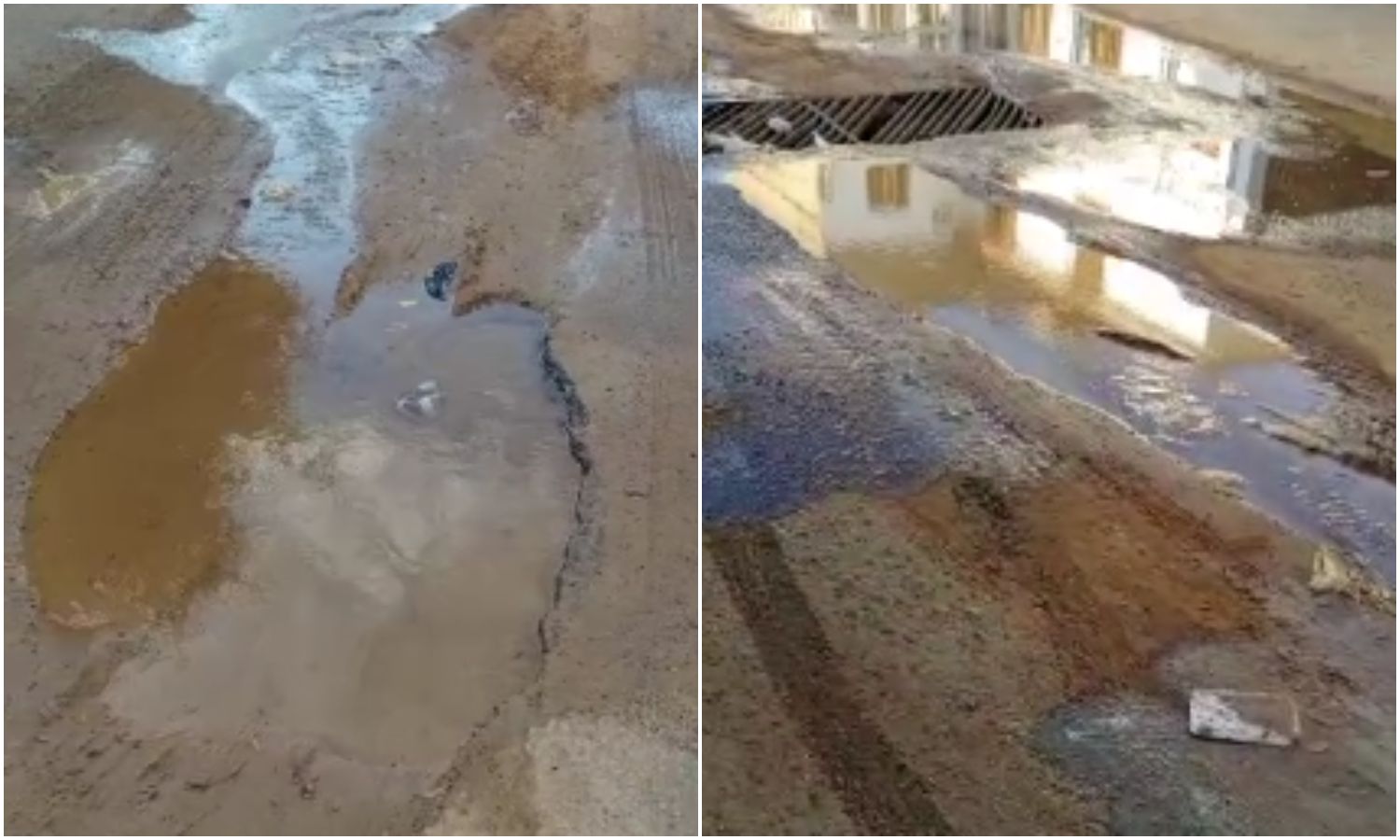 Denuncian deterioro vial en San Jacinto por tubería rota de aguas blancas