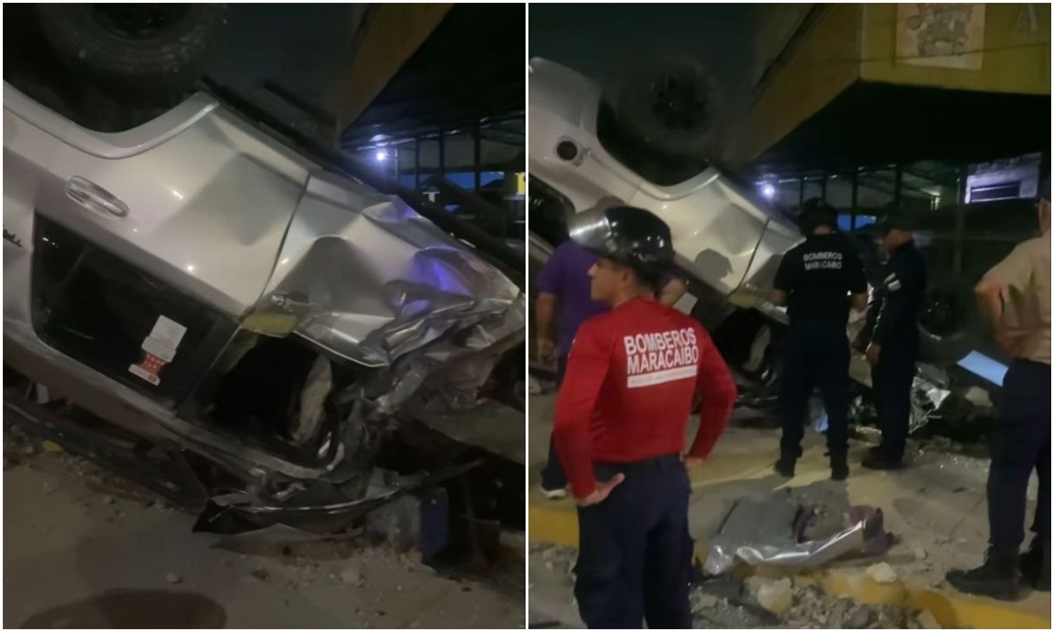 Conductor y menor sobreviven tras aparatoso vuelco en la avenida La Limpia de Maracaibo